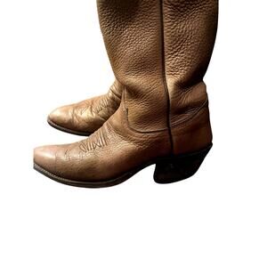 Vintage Olathe Tan Leather Brown Cowboy Boots Men's Size 8 B